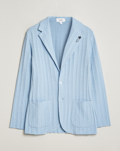 Herre | Dressjakker | Lardini | Knitted Structure Cotton Blazer Light Blue