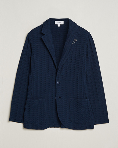 Herre | Strikkede blazere | Lardini | Knitted Structure Cotton Blazer Navy