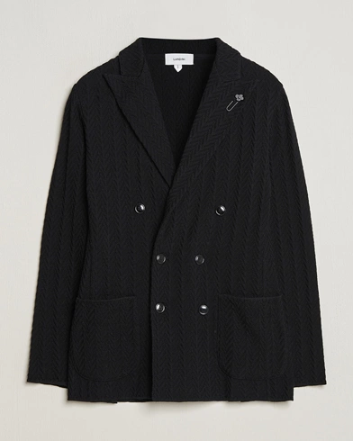 Herre | Strikkede blazere | Lardini | Double Breasted Structured Knitted Blazer Black