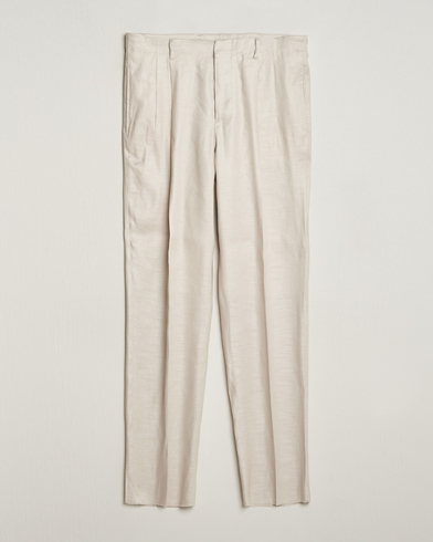 Herre |  | Lardini | Atos Pleated Linen Trousers Beige