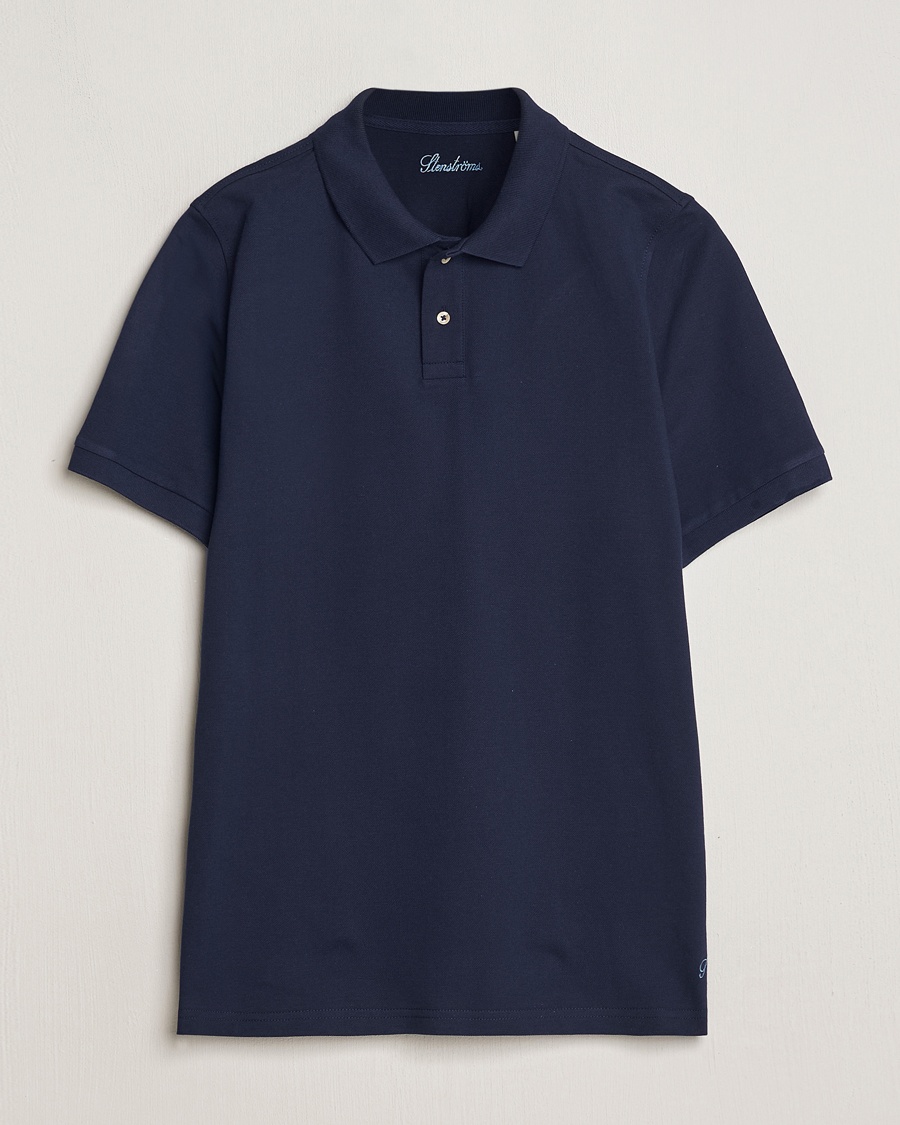 Stenströms Organic Cotton Piquet Polo Shirt Navy – Blå