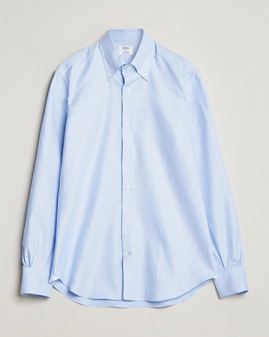 Herre |  | Mazzarelli | Soft Cotton Texture Button Down Shirt Light Blue