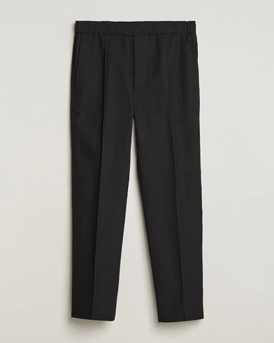 Herre | Drawstringbukser | Lanvin | Cotton/Linen Drawstring Trousers Black