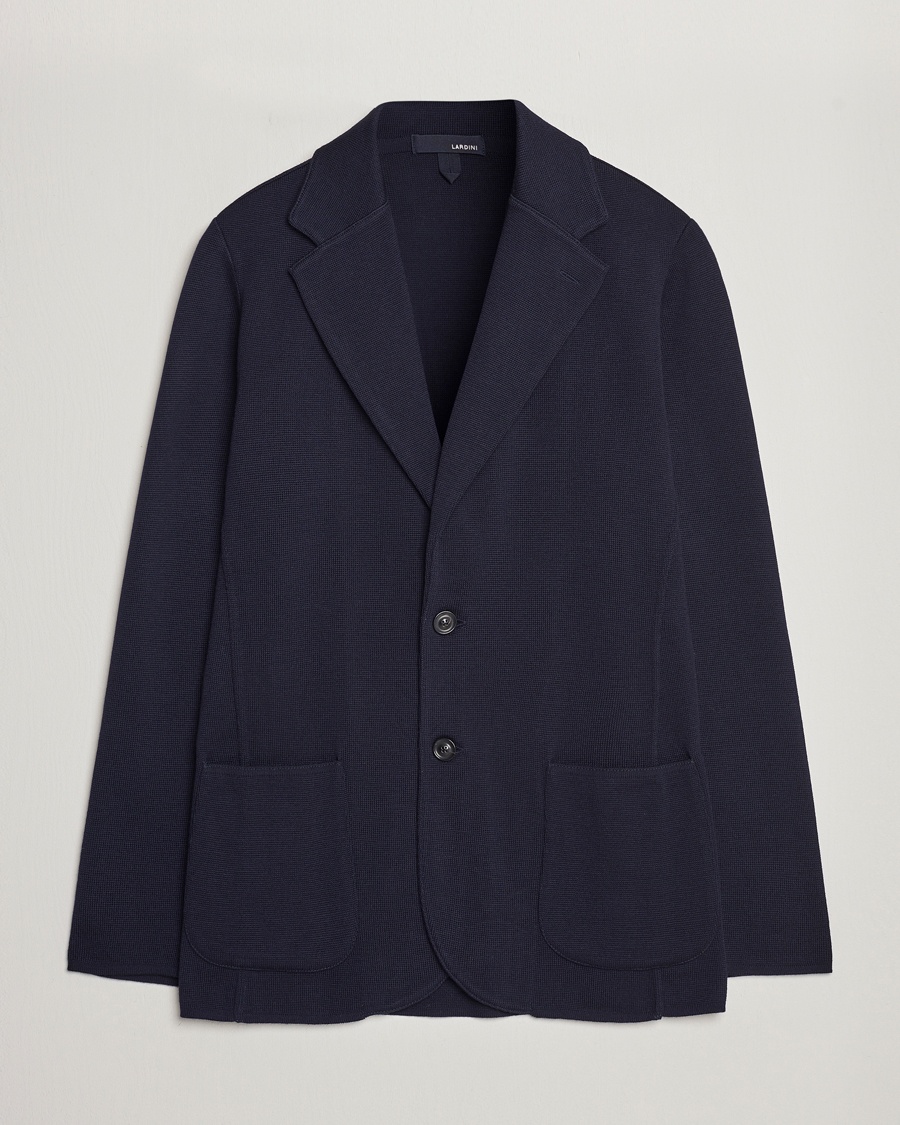 Lardini Knitted Wool Blazer Navy – Blå