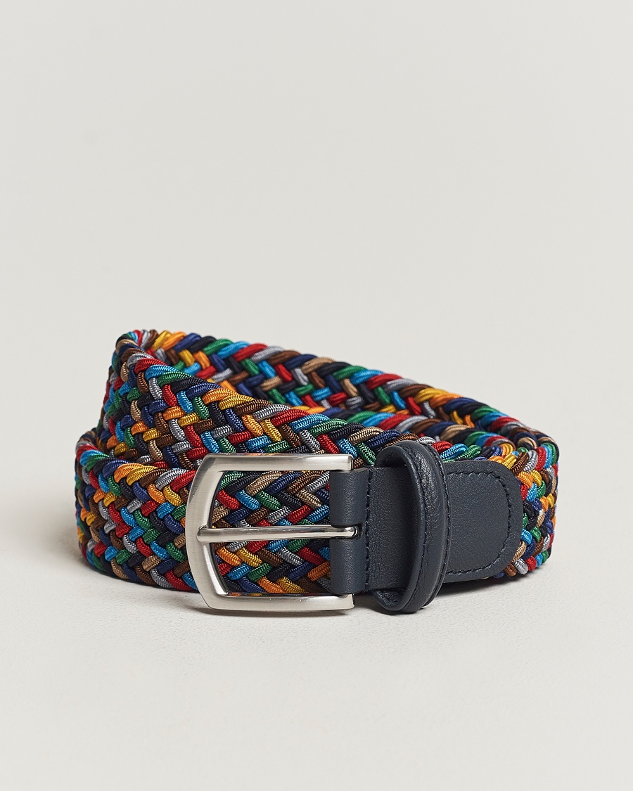 Anderson's Stretch Woven 3,5 cm Belt Dark Multi – Flerfarget