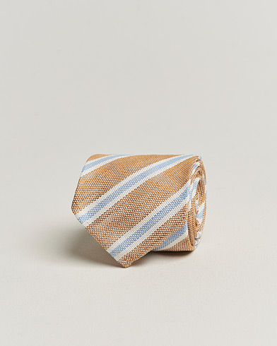 Herre | Finamore Napoli | Finamore Napoli | Regimental Stripe Linen Tie Beige/Blue