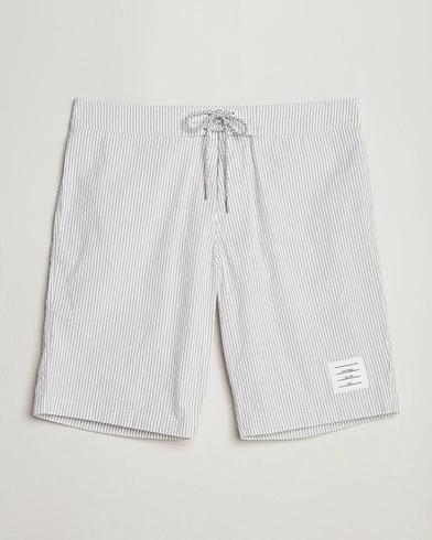 Herre |  | Thom Browne | Seersucker Drawstring Board Shorts Light Grey