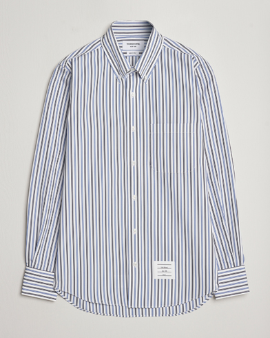 Herre |  | Thom Browne | Button Down Poplin Shirt Navy Stripes