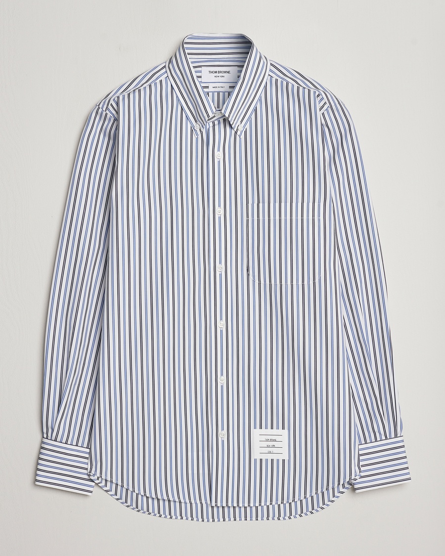 Thom Browne Button Down Poplin Shirt Navy Stripes