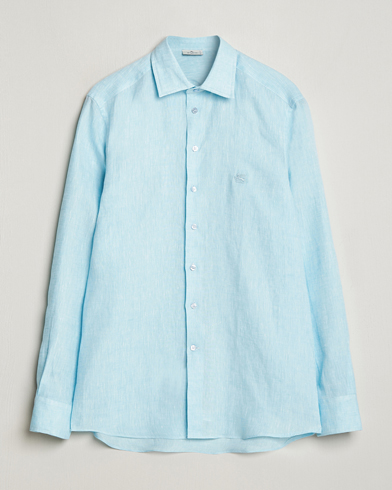 Herre |  | Etro | Slim Fit Linen Shirt Light Blue