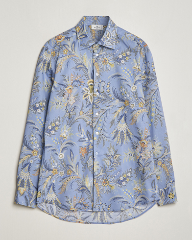 Herre |  | Etro | Slim Fit Floral Print Shirt Azzurro