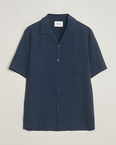 Herre |  | NN07 | Julio Ripstop Short Sleeve Shirt Navy Blue