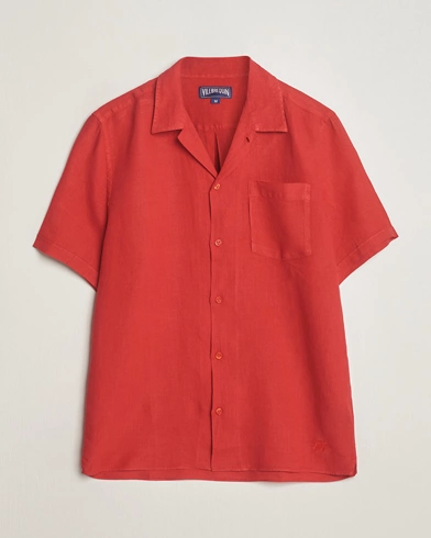 Herre | Vilebrequin | Vilebrequin | Carhli Resort Short Sleeve Shirt Mouline Rouge