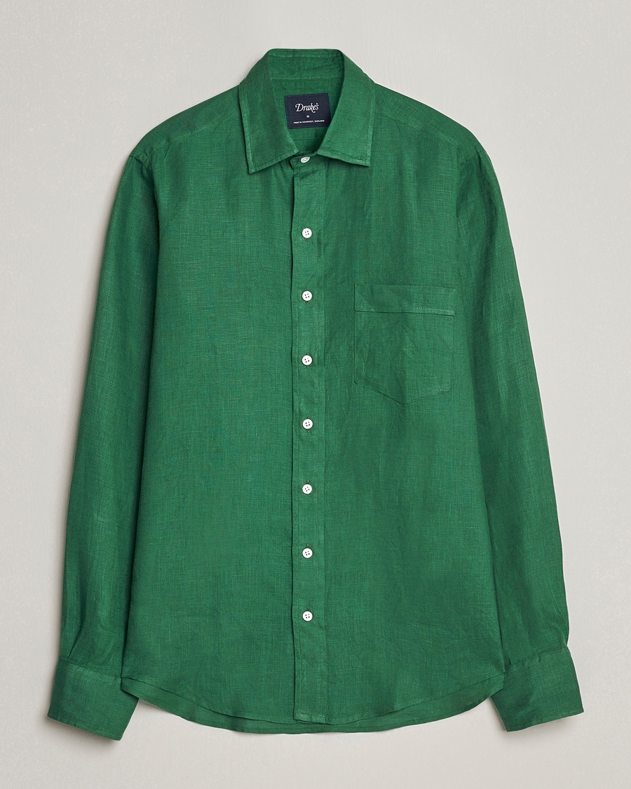 Drake's Linen Summer Shirt Green – Grønn