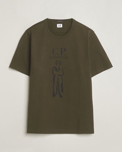 Herre |  | C.P. Company | Mercerized Heavy Cotton Logo T-Shirt Army