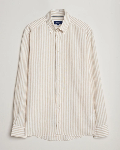 Herre | Eton | Eton | Slim Fit Striped Linen Shirt Beige/White