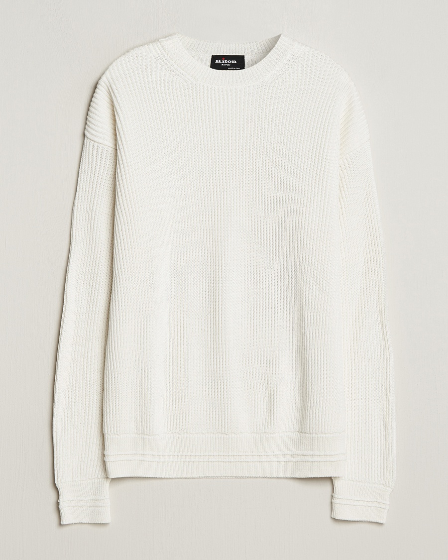 Herre | Klær | Kiton | Cotton/Silk Rib Pullover Off White