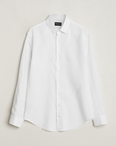 Herre |  | Giorgio Armani | Slim Fit Linen Shirt White