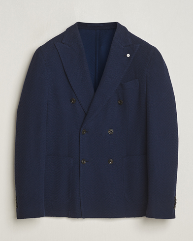 Herre | Strikkede blazere | L.B.M. 1911 | Double Breasted Jersey Punto Blazer Navy