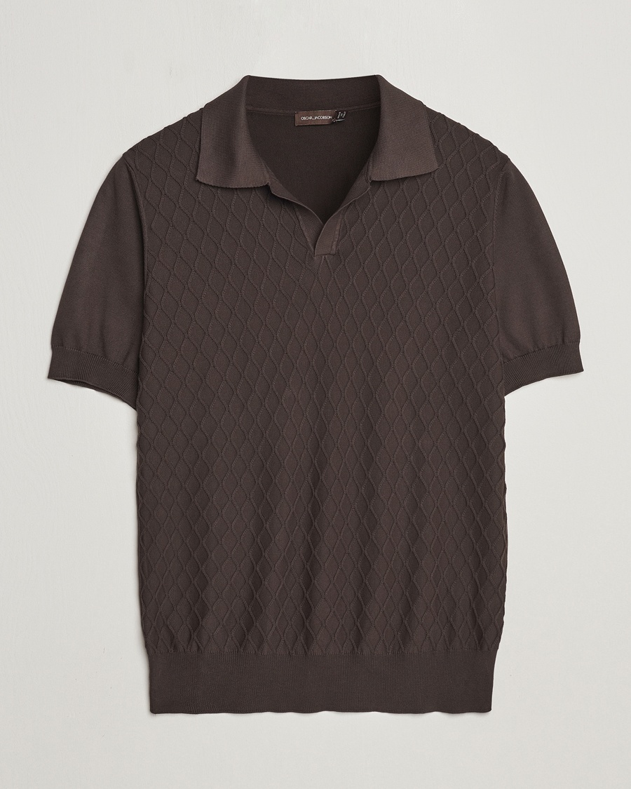 Herre | Pikéer | Oscar Jacobson | Mirza Structured Cotton Polo Brown