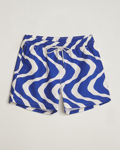 Herre | Badeshorts med snøring | OAS | Printed Swimshorts Blue Rippling
