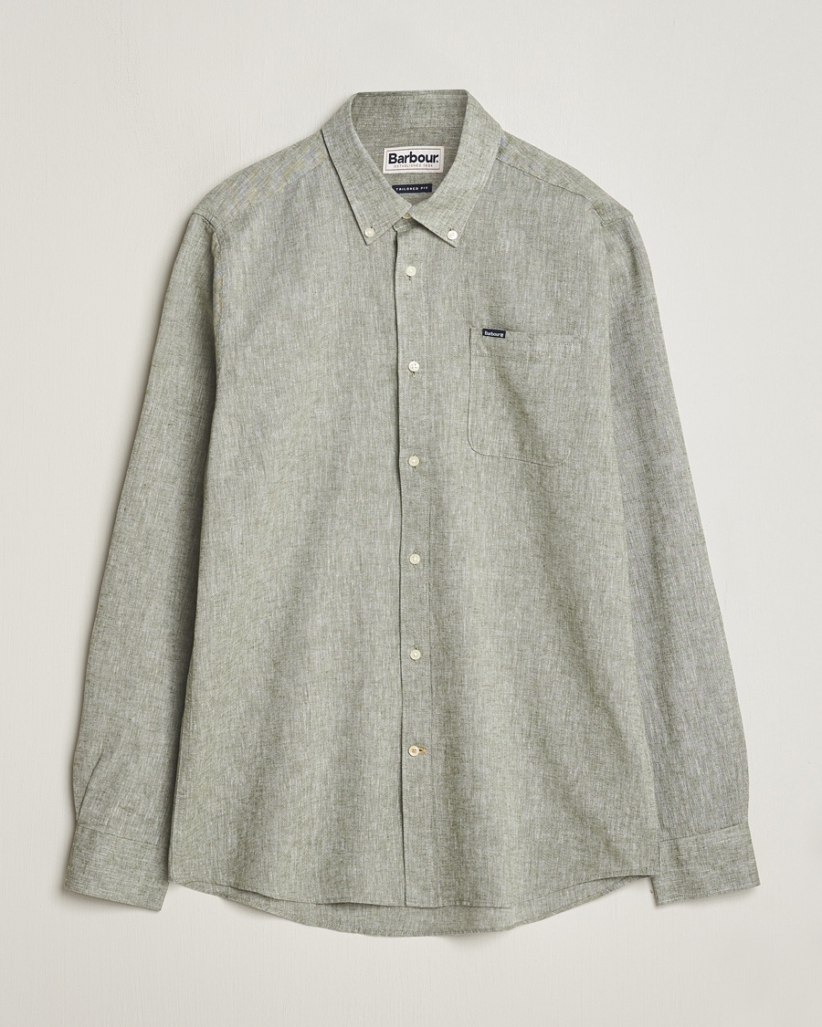 Barbour Lifestyle Nelson Linen/Cotton Shirt Bleached Olive – Grønn