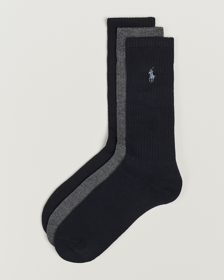 Polo Ralph Lauren 3-Pack Crew Sock Navy/Charcoal/Black – Blå
