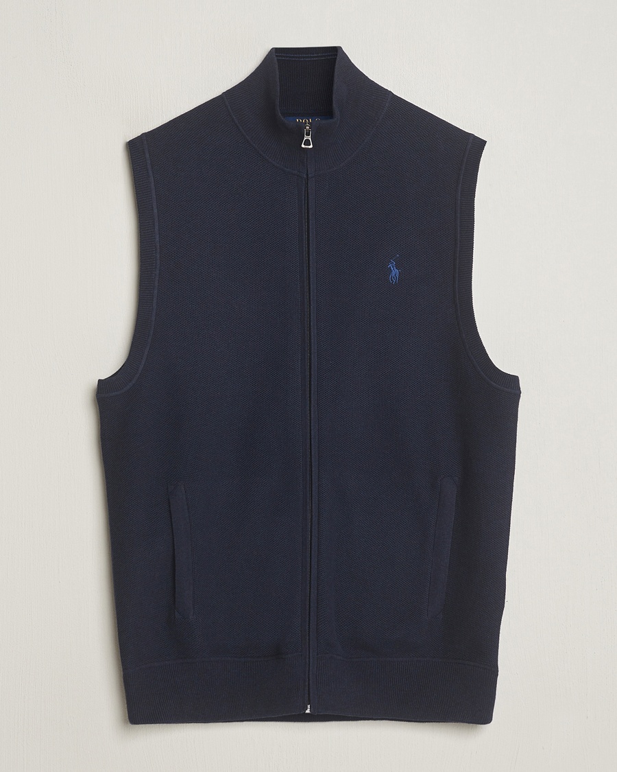 Herre | Slipovers | Polo Ralph Lauren | Cotton Full-Zip Vest Navy Heather