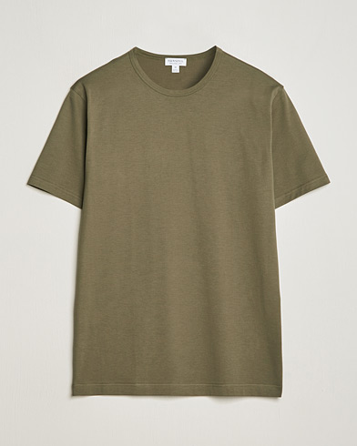 Herre | T-Shirts | Sunspel | Crew Neck Cotton Tee Khaki
