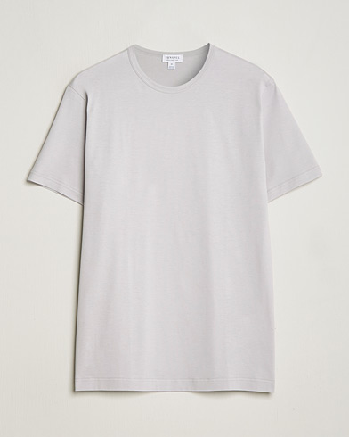 Herre | T-Shirts | Sunspel | Crew Neck Cotton Tee Smoke
