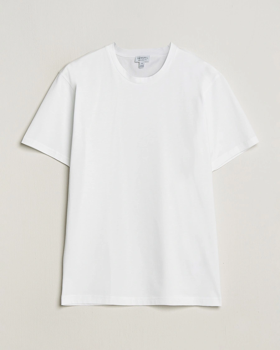 Herre | Kortermede t-shirts | Sunspel | Riviera Midweight T-Shirt White