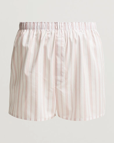 Herre |  | Sunspel | Woven Cotton Boxers Pale Pink Stripe