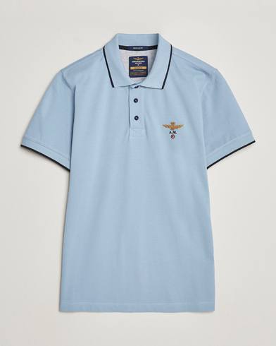 Herre |  | Aeronautica Militare | Garment Dyed Cotton Polo Glacier Blue