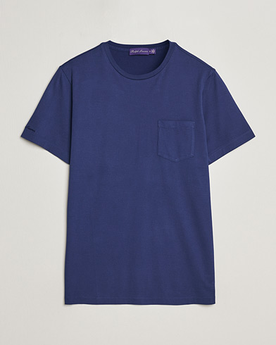 Herre |  | Ralph Lauren Purple Label | Garment Dyed Cotton T-Shirt Spring Navy