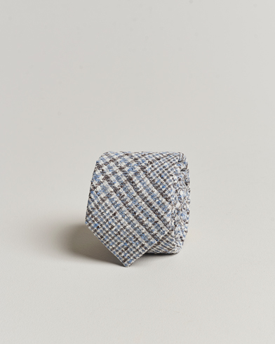 Herre |  | Amanda Christensen | Linen Structured 8cm Tie White/Blue/Brown
