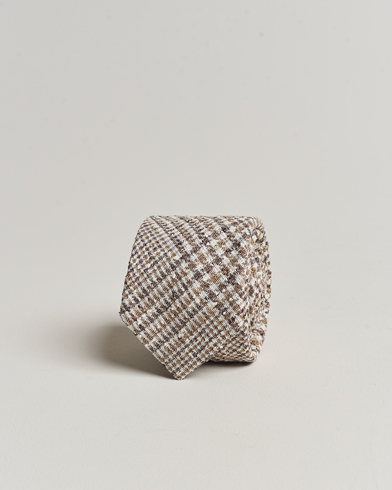 Herre |  | Amanda Christensen | Linen Structured 8cm Tie White/Beige/Brown