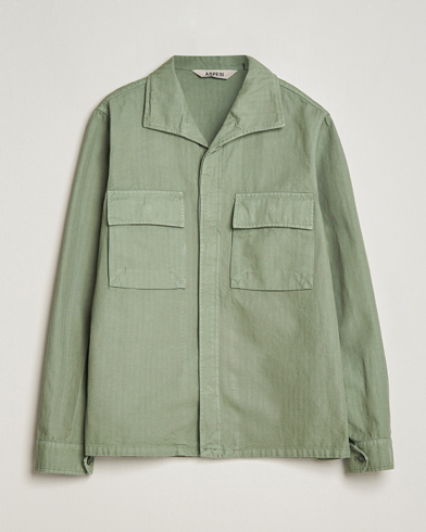 Herre |  | Aspesi | Cotton Herringbone Shirt Jacket Sage