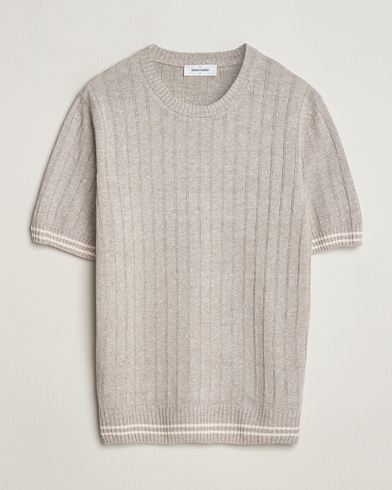 Herre | Kortermede t-shirts | Gran Sasso | Linen/Cotton Structured T-Shirt Beige Melange
