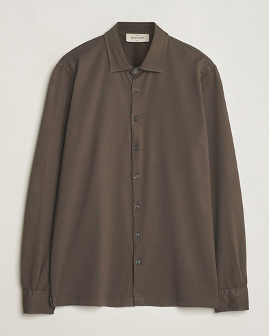 Herre | Skjorter | Gran Sasso | Washed Cotton Jersey Shirt Dark Brown