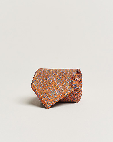 Herre |  | Brioni | Printed Silk Tie Orange