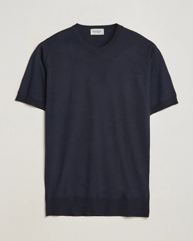 Herre |  | John Smedley | Hilcote Wool/Sea Island Cotton T-Shirt Navy