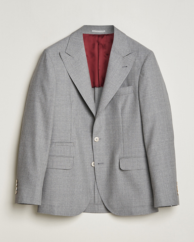 Herre | Dressjakker | Brunello Cucinelli | Peak Lapel Wool Blazer Light Grey