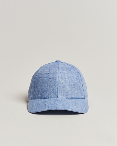 Herre |  | Varsity Headwear | Linen Baseball Cap Azure Blue