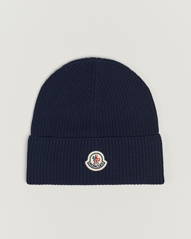 Herre | Luer | Moncler | Ribbed Wool Beanie Navy