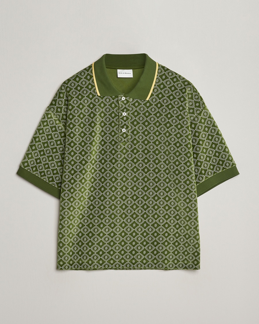 Herre | Contemporary Creators | Drôle de Monsieur | Short Sleeve Monogram Polo Green