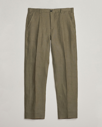  Straight Fit Pure Linen Trousers Military