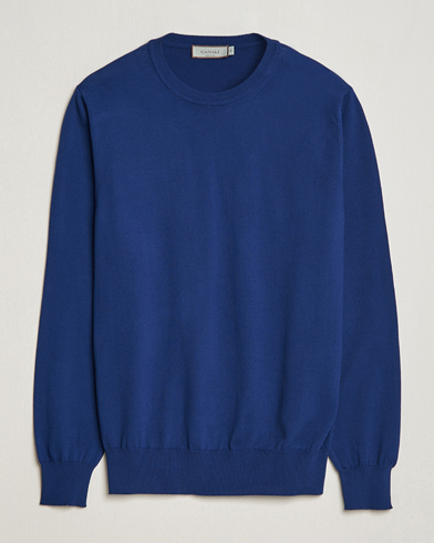 Herre |  | Canali | Cotton Crew Neck Pullover Royal Blue