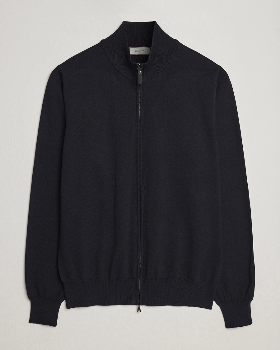 Herre | Full-zip | Canali | Cotton Full Zip Black