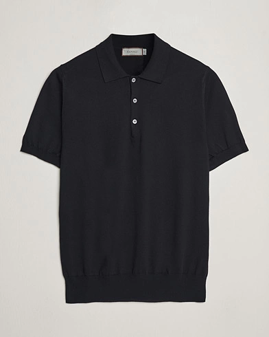 Herre |  | Canali | Cotton Short Sleeve Polo Black