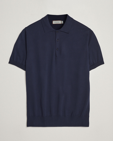 Herre |  | Canali | Cotton Short Sleeve Polo Navy